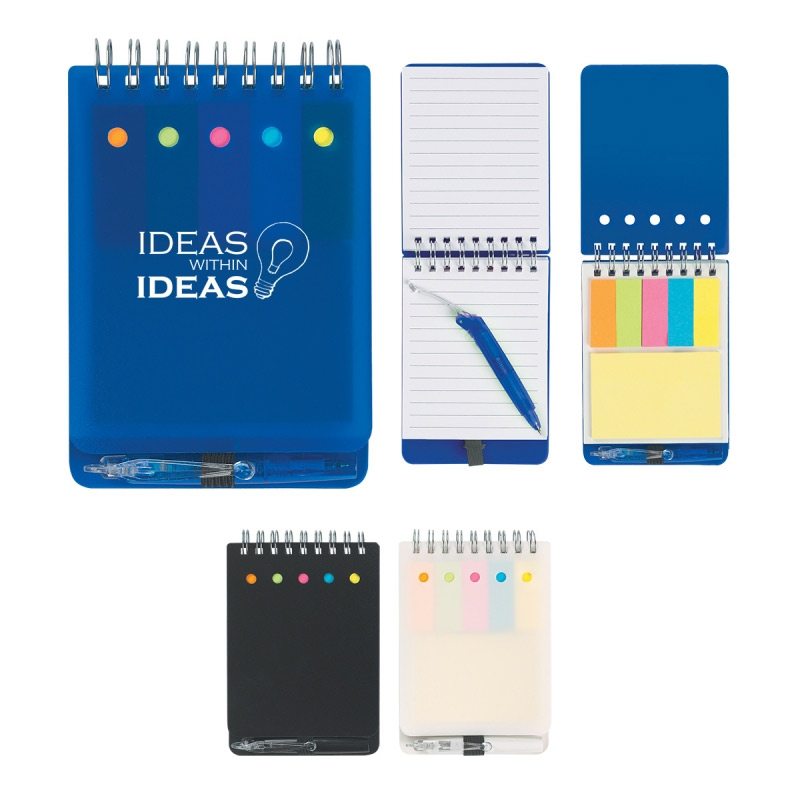 Spiral Jotter with Sticky Notes, Flag and Pen